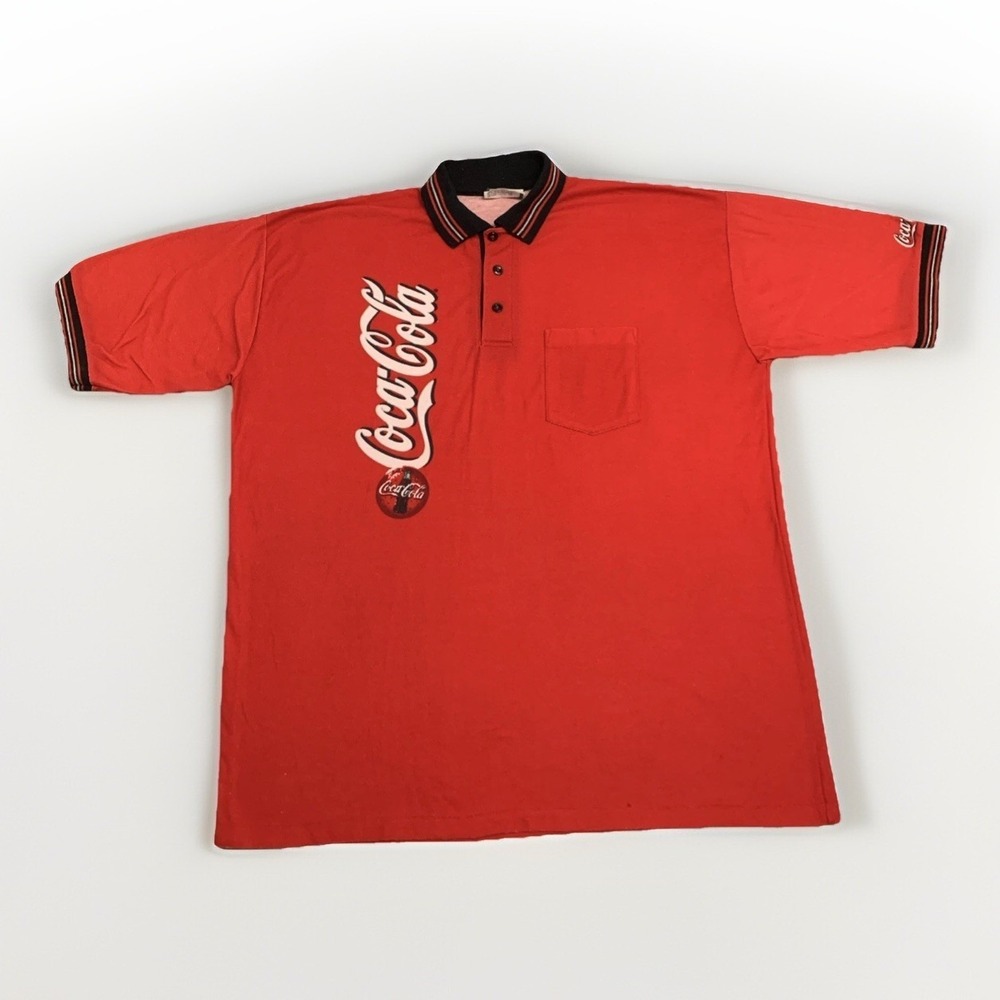 Vintage Coca-Cola Polo Shirt Riverside Uniform Shirt XL Delivery Driver USA 90s